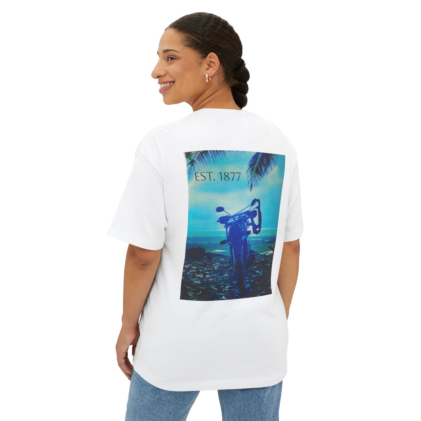 Maj Chic Motorcycle Graphic Tee — Vintage Beach Bike T-Shirt