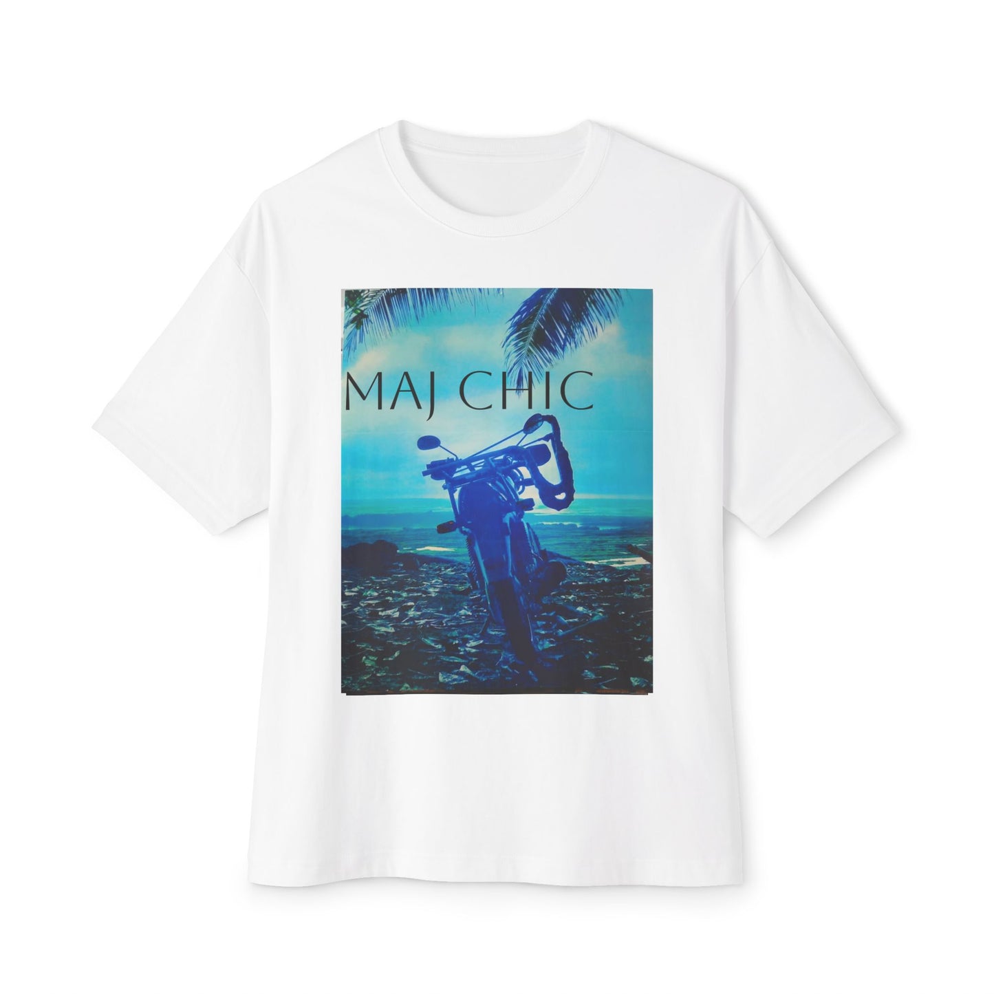 Maj Chic Motorcycle Graphic Tee — Vintage Beach Bike T-Shirt