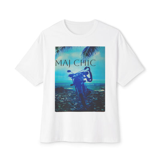 Maj Chic Motorcycle Graphic Tee — Vintage Beach Bike T-Shirt